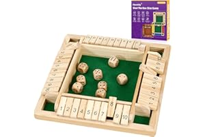 Havnidy Shut The Box gra planszowa, drewniana gra stołowa dla 4 graczy, klasyczna gra w kostkę, gra podróżna, tradycyjna drewniana gra w kości do knajpów, świetne gry planszowe dla całego świata