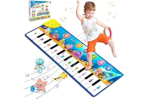 Weokeey Tapis de Danse pour Enfants Tapis de Piano Bebe Tapis Musical Tapis de Jeux avec 5 Modes et 8 Instruments pour Bébés Filles Garçons 1 2 3 4 Ans Cadeau d'anniversaire de Noël, 110 x 36 cm
