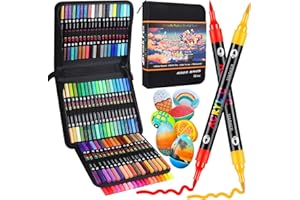 Patamiyar Feutre Acrylique 144 Couleurs 72 Pièces Marqueurs Peinture Acrylique pour Roche, Marqueur Peinture Acrylique Permanent Peintures Acryliques pour Pierres Bois Verre Toile Papier Céramique DIY
