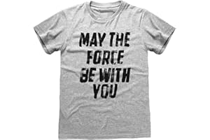 POPGEAR Star Wars May The Force Be with You T-Shirt, Adults, S-2XL, Grey, Official Merchandise