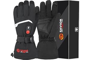 SAVIOR HEAT Guantes calentados para Hombres y Mujeres,Guantes de Motocicleta de batería Recargable Fina para Invierno, Bicicleta, esquí, Bicicleta y Funcionamiento