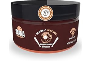 SARNA BASEBALL Leather Glove Conditioner Cream, 4 oz. – Softens, Restores, and Breaks Gloves & Mitts, Non-Darkening Formula, Wax-Free, & Safe for Leather Sports Gear – Pro Baseball Glove Conditioner