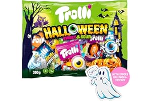 SWEET BUDDIES Trolli Halloween Sweet & Sour 360g grand paquet mélange de friandises avec Glotzer, Acidu-Bill, Dracula & friandises effrayantes - autocollants fantômes inclus