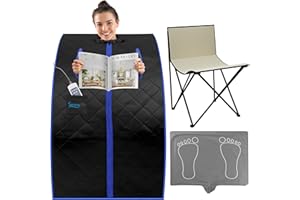 SereneLife Dampfsauna für Zuhause, Saunazelt – Portable Sauna – Mini Sauna für Zuhause, Mobile Sauna Zelt mit Stuhl, Heizmatte & Carbon-Heizelement als Dampfbad bis 60°C, Tragbare Sauna mit 9,8 Kg