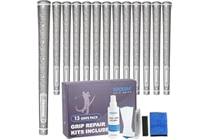 Geoleap Golfgriff-Set mit 13 Griffen mit 15 Bändern und Griffen mit allen Reparatur-Sets zur Auswahl, Memory Point unterstützt die Handplatzierung, Premium-Gummi-Golfschlägergriffe mit gewellter