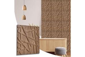 NOVECRAFTO Wooden Matte Effect 3D Wall Panels - 6 Sheets Covering 1.5 sqm | 16.15 sqf Interior Cladding Panels Set | 3D Wall Tiles Line Design in Matte Wooden - Each Panel Size 19.6" x 19.6"