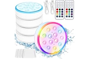 Innedu Luci per Piscina, Luci Subacquee a Led Completamente Sigillata Ricaricabile, Impermeabile IP68, Luci Led Piscina a Colori RGB16, Adatta per Giardino, Vasca da Bagno, SPA, Vaso (4 Pezzi)