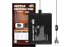 LUCKY HERP Heizmatte Terrarium 16W, Reptilien Terrarium Heizung Regelbar für Aquarienheizkissen, 20x30cm Heizkissen mit Temperaturregelung für Reptilien, Schildkröte, Schlangen, Eidechsen, Geckos