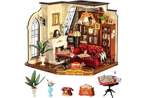 Rolife DIY Miniature House Catherine's Living Room Wooden Dollhouse Model Kit for Adults to Build Miniature Dolls House Home Decoration Birthday Gift for Girls