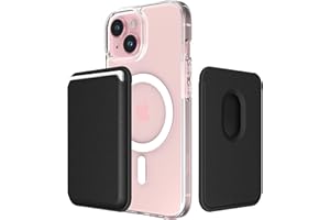 Sinjimoru Magnetic Wallet for Mobile Phone, Premium Vegan Leather Phone Wallet for MagSafe 3 Card Holder Compatible with iPhone 17 Pro Max Air 16 15 14 13 Series M-Viica Schwarz