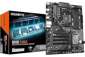 GIGABYTE B550 Eagle Carte mère - Processeurs AMD Ryzen série 5000 G, VRM 10+3+1 Phases, jusqu'à 3200 MHz DDR4, 1xPCIe 4.0 + 1xPCIe 3.0 M.2, LAN 1GbE, USB 3.2 Gen 2