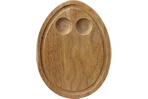 VIVO apollo THE HOUSEWARES BRAND Breakfast Board Egg Holder, Dippy Eggs, Hevea Wood, Size 18x24cm, Natural, Brown