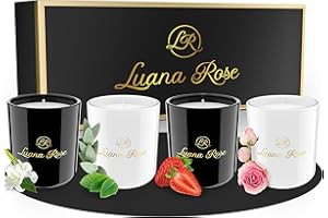 ‎LUANA ROSE Luana Rose Duftkerzen Geschenkset - 4x 70g, Langanhaltender Duft, 100% Natürliche Sojawachs mit Ätherischen Ölen - Hochwertige Geschenke für Frauen, Aromatherapie Kerze - Scented Candle Set