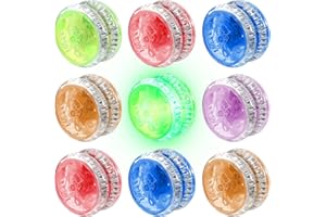 SUMIND 9 Pezzi Yo-Yo Luce LED Palla Reattiva Yoyo Cuscinetto Yoyo in Plastica Reattivo Intrattenimento per Principianti Bomboniere Compleanno Sacchetti di Regali Ricompense Aula, Colori Casuali