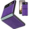 Cresee Case for Motorola Razr 40 (2023) PU Leather Back Cover Hard PC Bumper Phone Case for Moto Razr 40, Purple