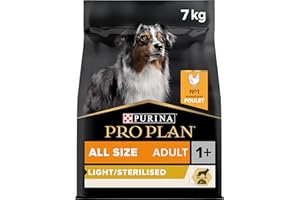 PURINA PRO PLAN | Light/Stérilisé| Chien Adulte | Toutes Tailles | Croquettes Riches en Protéines| Au Poulet | Favorise la gestion du Poids | Sac | 7KG