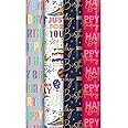 Pack of 4 x 3M Happy Birthday Gift Wrapping Paper Roll - Multipack Gift Wrap Wrapping Paper Perfect for Birthday, Party & Festive Decoration Sold By ANGIX
