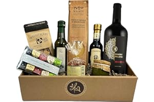 ‎FABELHAFTE GESCHENKE Italienischer Präsentkorb Bella Italia mit Rotwein und italienischer Feinkost | Olivenöl Extra Vergine und Aceto Balsamico, Pasta, Pesto, Tartufini | Geschenkset für Männer & Frauen