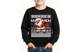 Glimnerize Kinder Weihnachten Sweatshirt Christmas Pullover Weihnachtspullover Weihnachtsmann Druck Weihnachtskleidung Rundhals Unisex 110-150