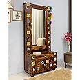 Wood Vestal Sheesham Wood Dressing Table - Tile Designed | Wooden Dressing Table | Sheesham Wood | Bedroom Furniture, Brown