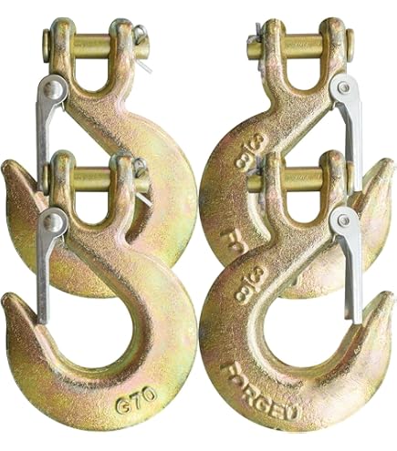 3/8 Inch Safety Chain Hooks, Clevis Slip Hook With Safety Latch, Grade