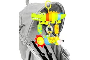 DXIA Giocattolo per sedile posteriore dell'automobile, giocattolo per il sedile dell'automobile, giocattoli per seggiolino auto regolabile, accessori per auto per neonati e bambini a partire da 0 mesi