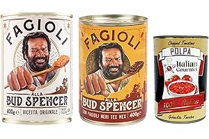 ITALIAN GOURMET E.R. Fagioli alla Bud Spencer – Haricots cuisinés en sauce, boîte 400 g, Recette italienne originale ou Tex-Mex (fagioli neri) Prêts à réchauffer, Source de protéines, Italian + Italian Gourmet polpa 400g
