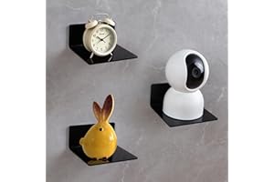 AYESY Étagère Murale 10cm, Lot de 3 Étagères Murales en Acrylique Clair, Étagères Flottantes pour Disques Vinyles avec adhésif Transparent et vis pour Chambre Salon de Bain Cuisine, Noir