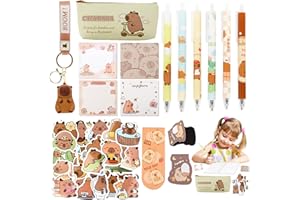 LUCLAY Capybara Stationery Set Kids- School Supplies Cute Stationary Set Including Pencil Case Pens Stickers Keychain Sticky Notes Bookmarks Stationery Supplies Capybara Gifts for School Season Boys Girls