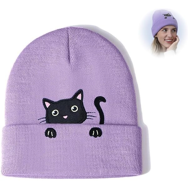 Berretto Invernale Lavorato A Maglia Con Orecchie Da Gatto E Ricamo – Morbido, Elasticizzato, Per Donne E Ragazze, Regalo Perfetto Per Amanti Dei Gatti