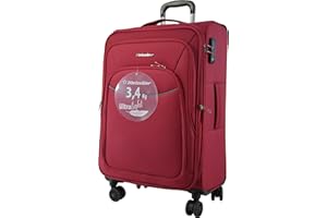 METZELDER Valise Souple Basic S Gros Volume Garantie 1 an (Rouge (Red), M - Medium - 79/93L - 67x42x28 3,4kg)