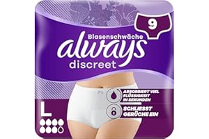 ‎ALWAYS DISCREET Always Discreet Inkontinenz-Höschen Plus Für Frauen, L, 9 Höschen, Verhindert Auslaufen Und Gerüche, Angenehm Und Kaum Spürbar