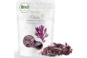 Dulse Bio Atlantik Algen Blätter (Wildsammlung Roh Vegan) Atlantischer Lappentang Rotalgen Stücke - Umami-Gemüse, Veganer Speck, Salzersatz - Organic Raw Wild Atlantic Seaweed | PureRaw 20g