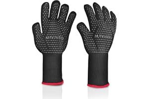 ‎MAVANTO MAVANTO Grillhandschuhe EXTRA LANG hitzebeständig bis zu 500 Grad - perfekt auch am Ofen - Profi BBQ Handschuhe mit Unterarmschutz (Schwarz, S/M)