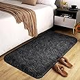 Hafaa Rugs Living Room – Black Area Rugs for Bedroom Non Slip – Fluffy Shaggy Rug Super Soft Small Thick Pile Non-Shedding Plush Carpet for Lounge, 60cm x 110cm