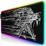 TITANWOLF - RGB Tappetino per Mouse da Gioco XXL - 800x300mm - 11 LED Colori e Effetti di Luce - Precisione e velocità - Lato