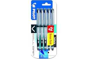 Pilot Vball Grip - Bolígrafo de tinta líquida (punta de 0,7 mm, 5 unidades), color negro