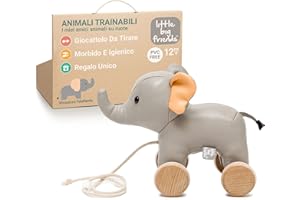 Animali da tirare Little Big Friends | Giocattoli da tirare per bambini | Giocattolo tradizionale | Facile da Pulire | Sicuro per i bambini | Vincenzo l'elefante