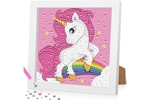 Daisen Art Einhorn Diamond Painting Kinder with Frame,5D Einhorn Damond Painting für Kinder Mädchen,Diamant Painting Bilder Kinder for Gift Home Wall Decor 18x18 cm