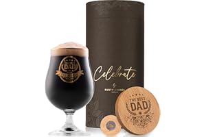 Rusty Barrel Father's Day Gifts - Best Dad Personalised Beer Glass (400ml) with Coaster/Bottle Opener | Dad Glass Perfect As Dad Christmas Gifts Or Dad Gifts | Gifts for Dad in A Beautiful Gift Box