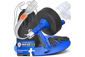 CLEVERWERK Rohrreinigungsspirale 7,5m [Spannfutter] Metermarkierungen Abflussreiniger Spirale Abfluss Rohrreinigung Abflussspirale für Waschbecken, Bad, Küche