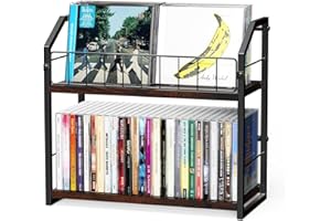 PAPAGIFTREE 2-Tier CD Holder, CD & DVD Storage Shelf for Display, CD Organizer with DVD Storage, Premium CD Rack for Home & Office, Holds Up to 60 Standard CD Cases, Ideal for Music Enthusiasts