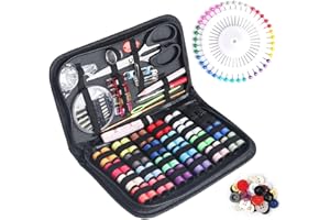 JANREAY Kit de couture avec 172 accessoires de couture, Kit de couture de voyage Accessoires de couture pour débutants, voyageurs Equipé de 48 bobines de fil, Aiguilles à coudre, Fil, Dé à coudre.