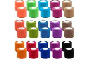 BQTQ 30 Rolls Cohesive Bandage 2 Inch Self Adherent Sport Wrap Tape Breathable Athletic Tape for Human and Animals Ankle Sprains Swelling, Assorted Colour
