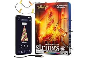 Twinkly Strings USB-C Candle 200 LED, łańcuch świetlny LED w kształcie świecy, wielokolorowy drut świetlny LED RGB, kompatybilny z Alexa, Google Home, Boże Narodzenie, zasilanie USB C, zielony przewód