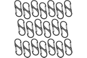 YIBANG Moschettone a S, 20 moschettoni in alluminio, con chiusura a moschettone da 50 mm, per attività all'aperto, campeggio, pesca, escursionismo, viaggi (nero)