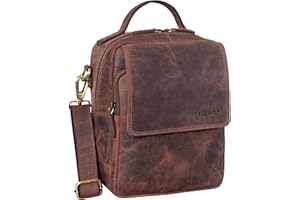 STILORD 'Gideon' Borsello Uomo a Tracolla in Pelle Vintage Borsa a Mano Piccola Messenger Bag per Tablet 10 Pollici Borsetta Maschile A5 in cuoio, Colore:veleta - marrone