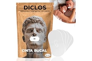 DICLOS 60 Tiras Bucales para Dormir con Orificio. Mouth Tape for Sleeping. Cinta Bucal Ronquidos. Mouth strips. Parches Boca. Tiras Boca para Dormir con la Boca Cerrada. Myotape. Cinta Boca Dormir.