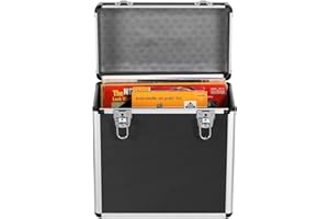 Soberine Valigetta Porta LP Vinili Custodia per Dischi Scatola per DJ con Capacità 50 Dischi Nero