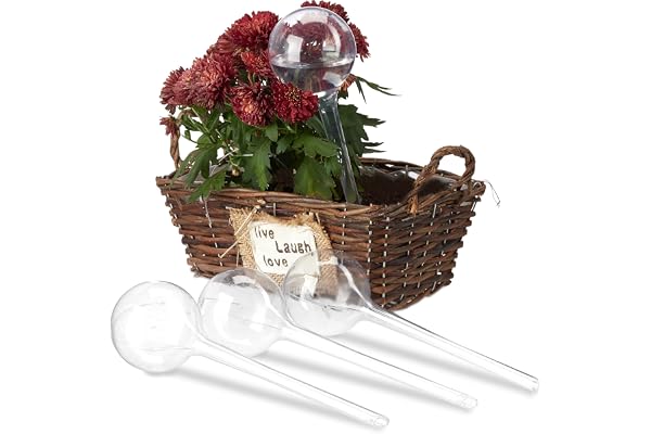Relaxdays 10023226_50 Lot de 4 balles système d'arrosage à Double semaines, escamotable, Plantes en Plastique Transparent PVC, 8 cm
